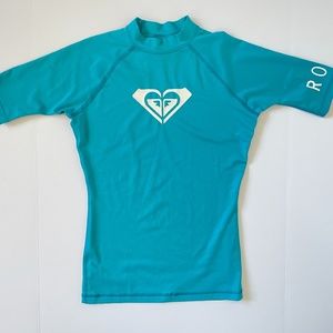 Roxy Turquoise Blue Short Sleeved Rashguard